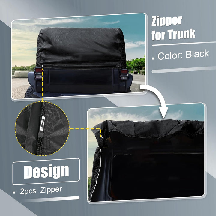 X AUTOHAUX Car Cover Cabin Cover Aussen wasserdichter Schutz 420D Oxford Black 4 Tür, 4 Tür