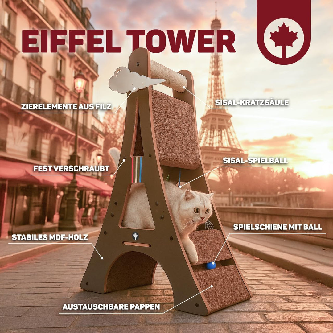CanadianCat Company | Design-Kratzmöbel Eiffelturm | Kratzbaum, Kletterturm | 78 x 33 x 125 cm