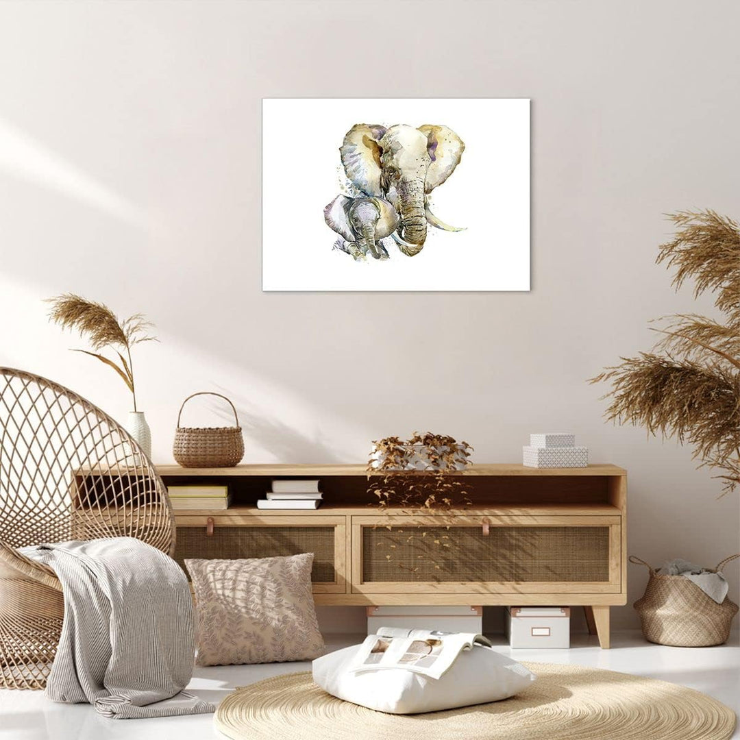 Bilder auf Leinwand Elefanten tier safari afrika Leinwandbild 70x50cm Wandbilder Dekoration Wohnzimm