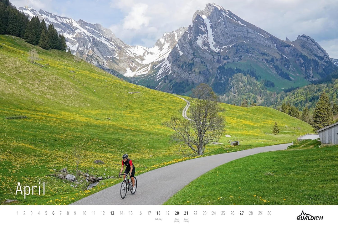 quäldich.de-Rennrad-Kalender 2025 Format DIN A3: Mit 13 Bildern und 12 Touren durch das Radsport-Jah