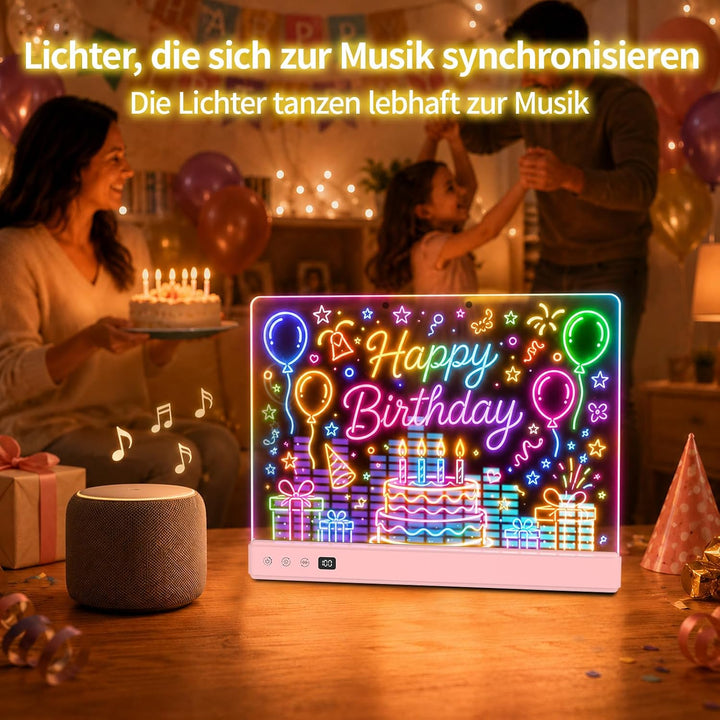 TOHETO LED Zeichenbrett für Kinder, 16 Zoll Wiederaufladbare Doodle Tafel, Neon-Trockenlöschtafel mi