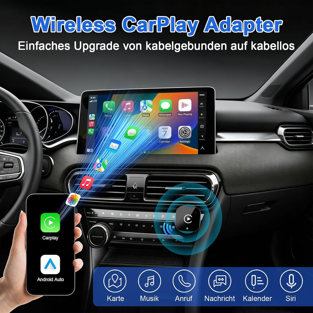 Wireless Carplay & Android Auto Adapter, Wired Auf Wireless für iOS 10+/Android 11+, Plug & Play, ve