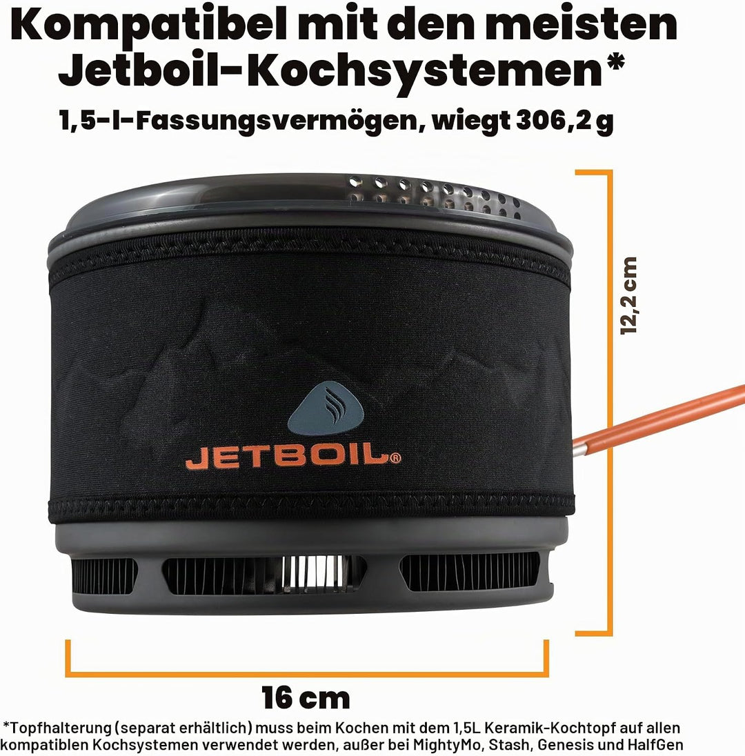 Jetboil FluxRing Kochtopf aus Keramik, 1,5 l, für Jetboil Camping und Rucksackreisen, None or Other