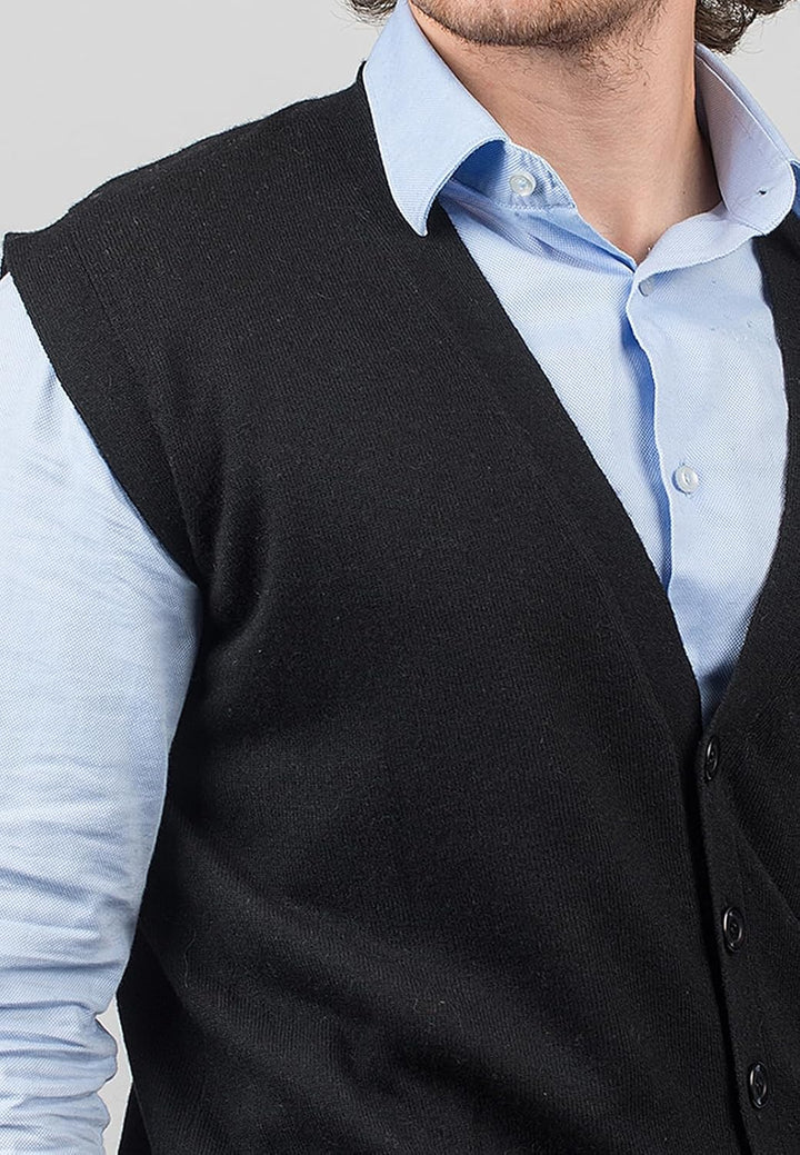Dalle Piane Cashmere - Weste mit Knöpfen aus Kaschmirmischung, Made in Italy - Herren XL Schwarz, XL