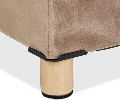 Relaxdays Samthocker mit Stauraum, Tablett im Deckel, mit Holzbeinen, eckiger Sitzhocker, HBT: 35 x