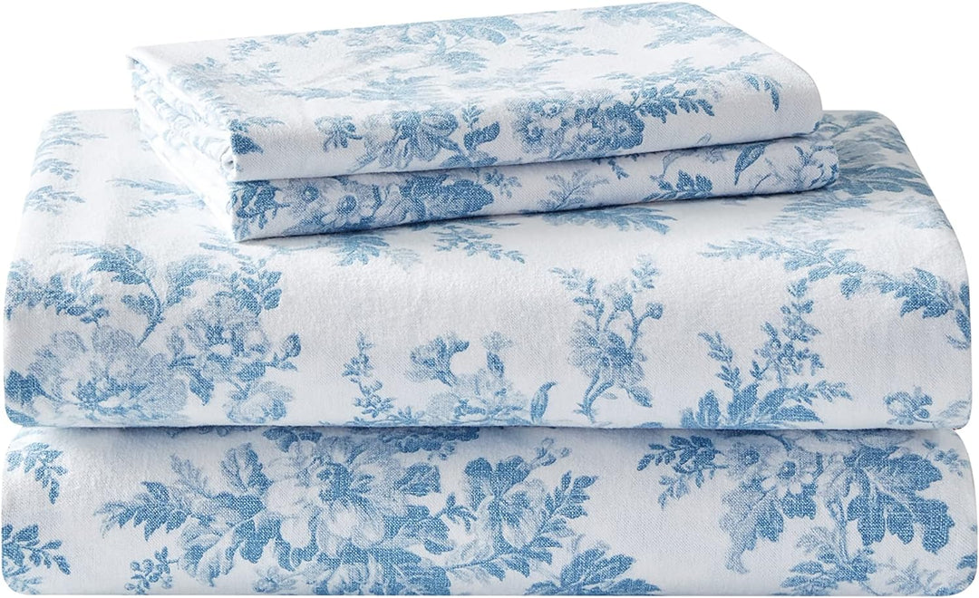 Laura Ashley Home - King-Size-Bettlaken, Baumwoll-Flanell-Bettwäsche-Set, gebürstet für zusätzliche