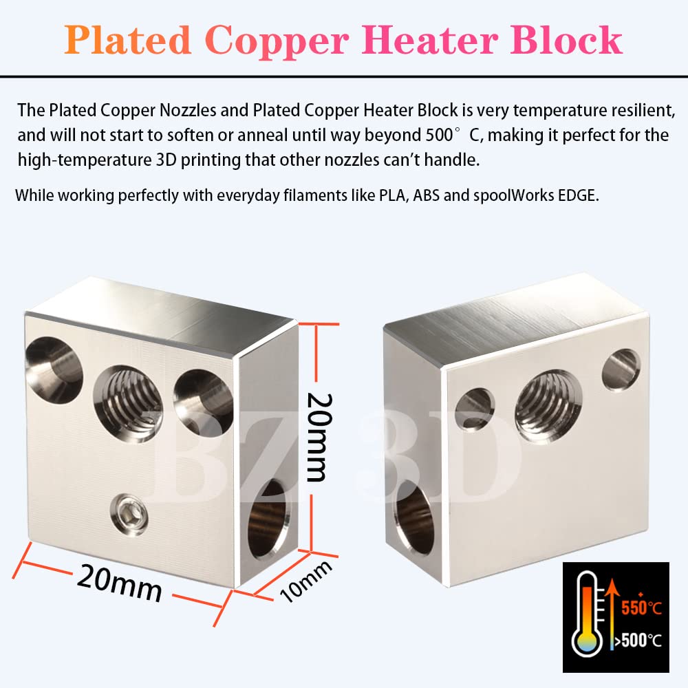 BZ 3D Ender 3 All Metal Hotend Upgrade,MK8 Plated Copper Düse 0.4mm,Plattierte Kupfer Heizblock für