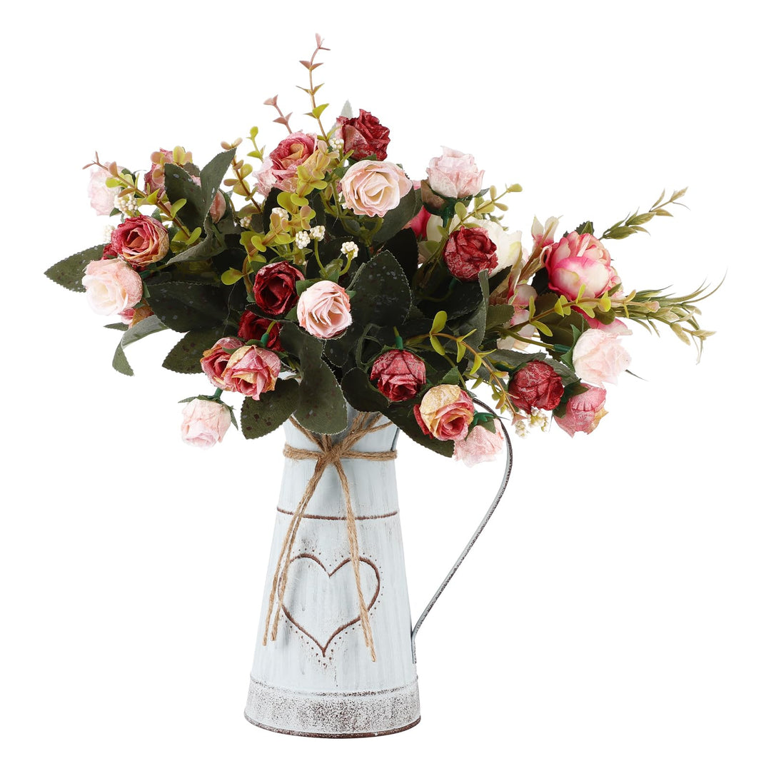 Cabilock Vintage Blumenvase Herz Milchkanne Eisen Blumentopf Shabby Chic Deko Landhaus Vase Rustikal