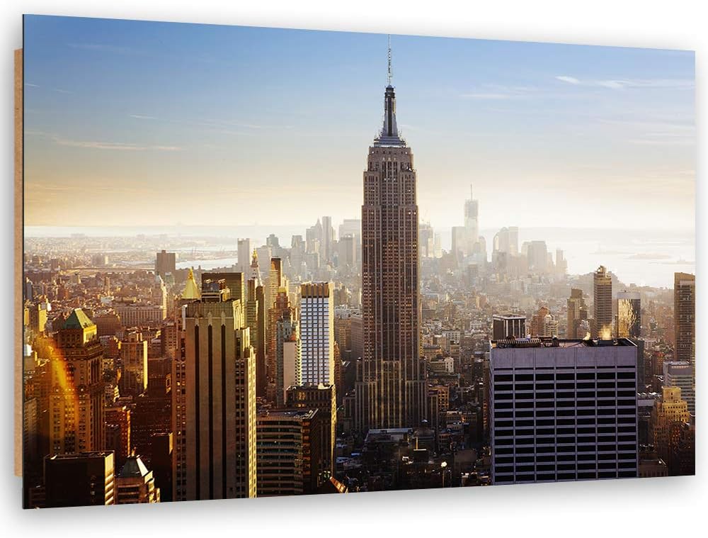 Wandbild Empire State Building Modern Deko Kunst Bilder Braun 90x60 cm Deko Paneel 90x60 cm Braun_b,
