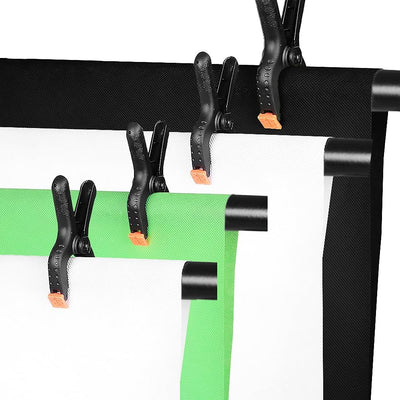 HAKUTATZ® Profi Fotostudio Greenscreen Set 4X Hintergrundstoff (schwarz, weiss, grün) Hintergrundsys