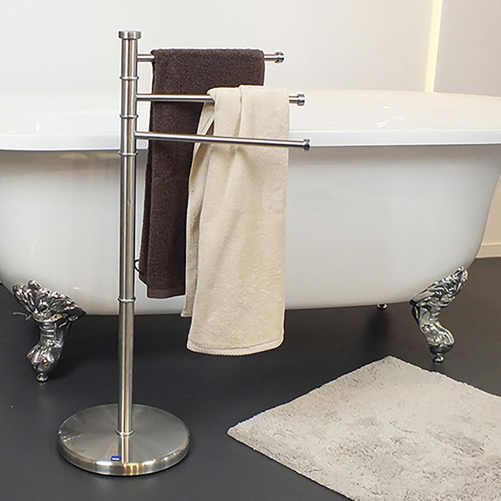 Kela 18958 Handtuchhalter, 3 Arme, Rostfrei, Edelstahl Matt, 85,5 cm Höhe, Swing, Swing