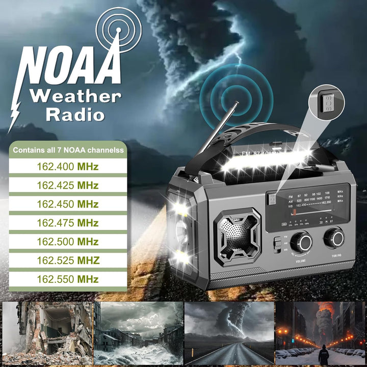 LIFOCI Kurbelradio - 27000mAh Notfallradio mit Kurbel und Solar, Tragbar Solar Notfall Radio mit AM/