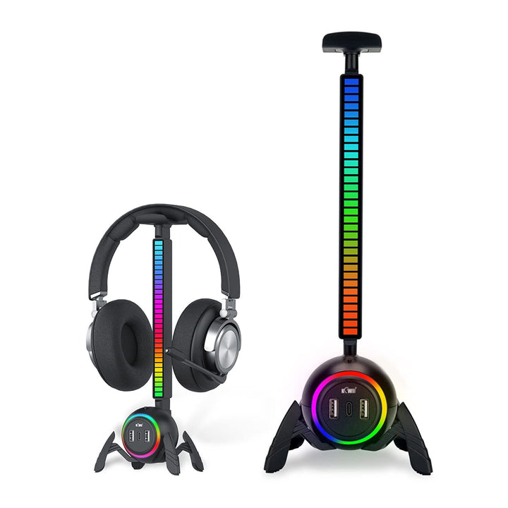 KIWIFOTOS Headset-Ständer mit USB-Hub, RGB-Kopfhörerständer mit Spinnen-Design, rutschfeste Untersei