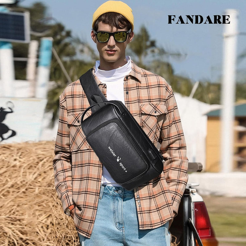FANDARE Diebstahlschutz Brusttasche Sling Rucksack Geschäft Schultertasche Sporttasche Herren Umhäng