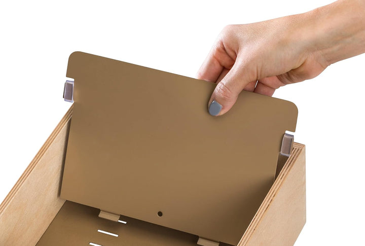 HAN Holz-Karteirog für 900 DIN A6 quer Karteikarten inkl. 1 Metallblattstütze, mit Beschriftungsfeld