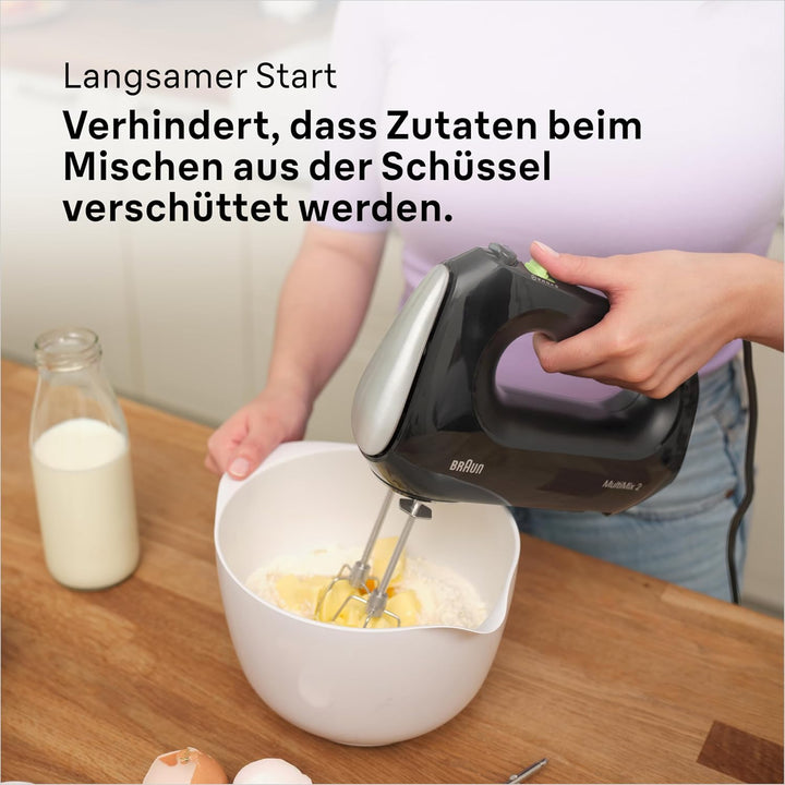 Braun Household MultiMix 2 HM2110BK Handmixer - Handrührgerät mit 4 Geschwindigkeitsstufen plus Turb