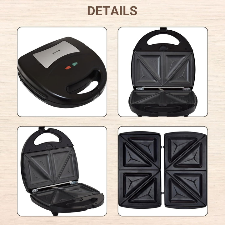 Syntrox Germany Edelstahl Maker Sandwichmaker Chefmaker SM-1300W Sandwich Delight mit herausnehmbare