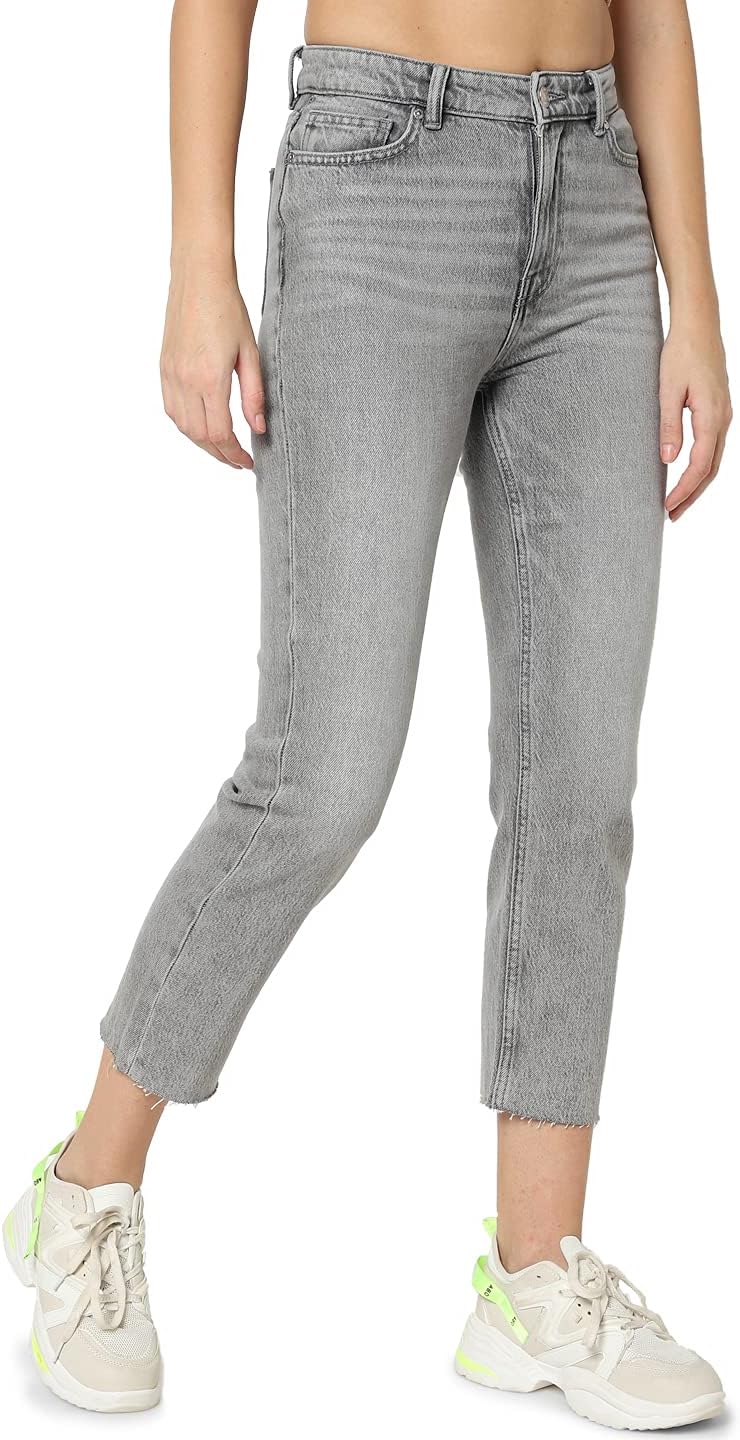 ONLY Female Straight-Fit Jeans ONLEmily Life HW Straight Fit Jeans 25W / 30L Grey Denim, 25W / 30L G