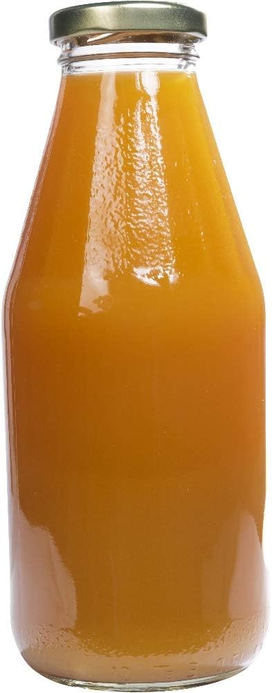 mikken 12 x Glasflasche 500 ml, Flasche mit Schraubverschluss gold inkl. Trichter