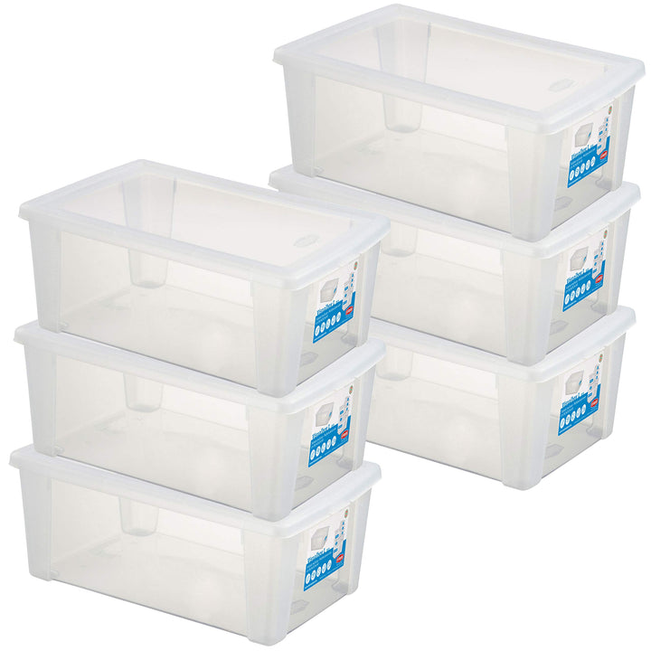 6 x Aufbewahrungsbox mit Deckel 10 Liter - 36x25x14 cm - transparent stapelbar LEBENSMITTELECHT - Sc