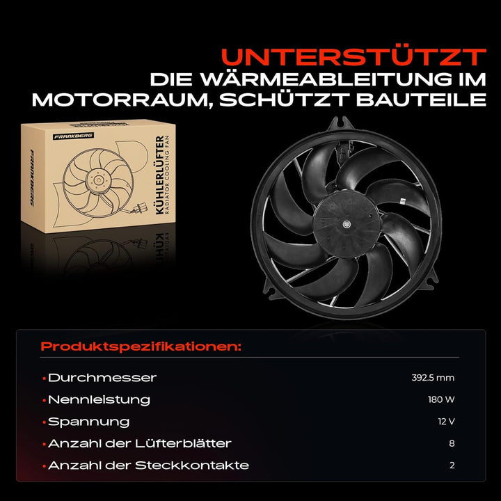 Frankberg Lüfter Motorkühlung Kühlerlüfter Kompatibel mit 206 CC 2D 1.6L 2.0L 2000-2001 206 2A/C 1.1