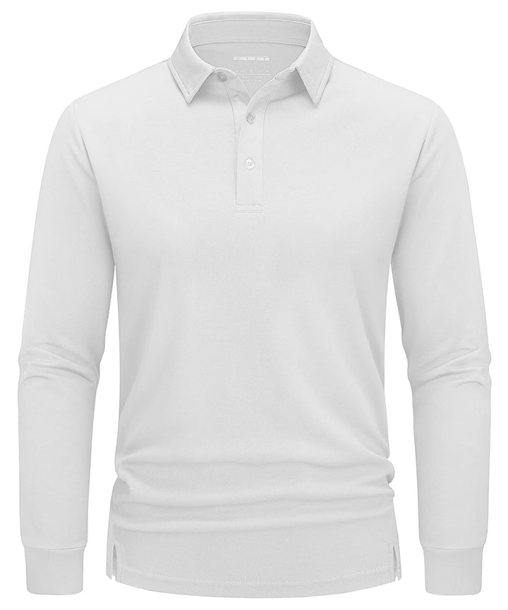 TACVASEN Herren Poloshirt Langarm Golf Polo Schnelltrocknend Funktionsshirts Leicht T-Shirts mit 3-K