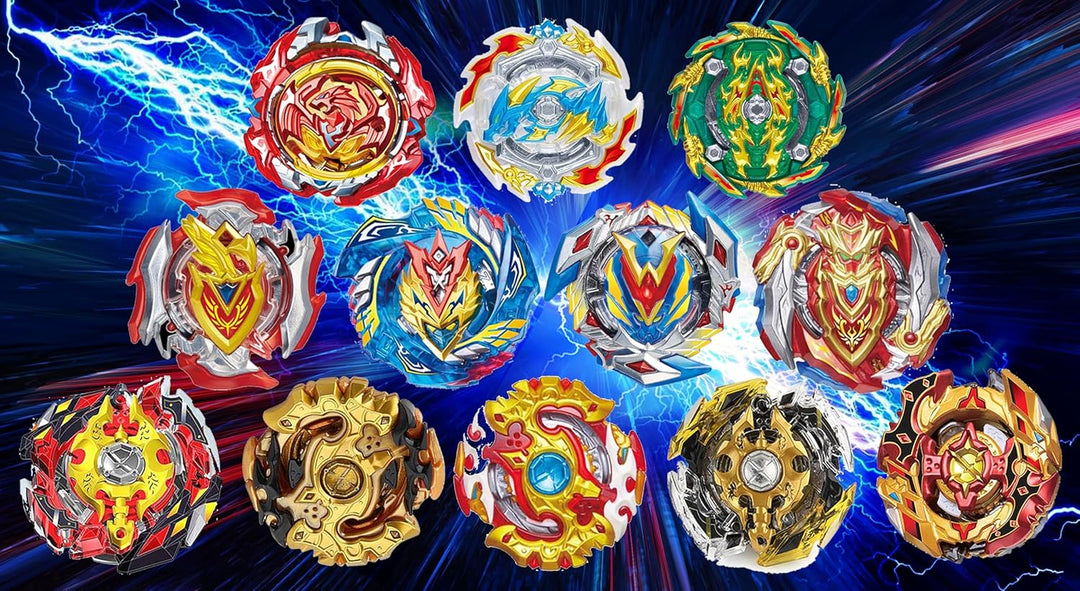 12er Bey Kampfkreisel mit Kasten Metal Fusion Blade Kreisel Set, mit Ton- und Lichtgriff Funke Launc