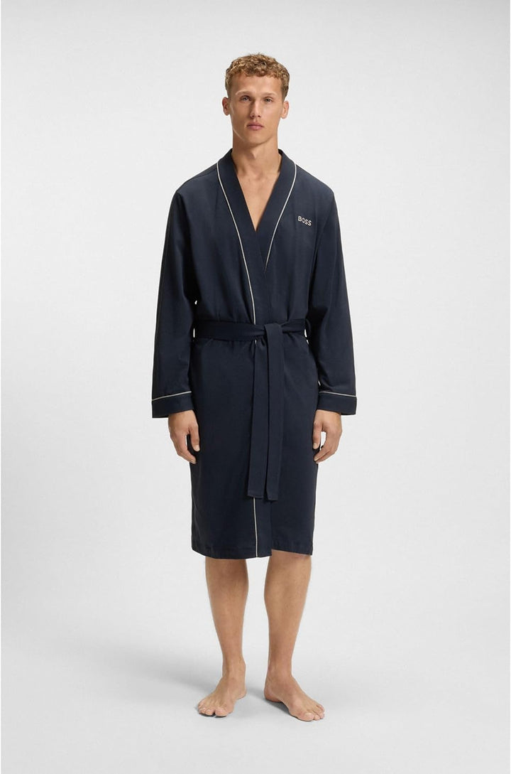 BOSS Hugo Boss Herren Bademantel Kimono BM 10121122 02, Einfarbig, S Blau