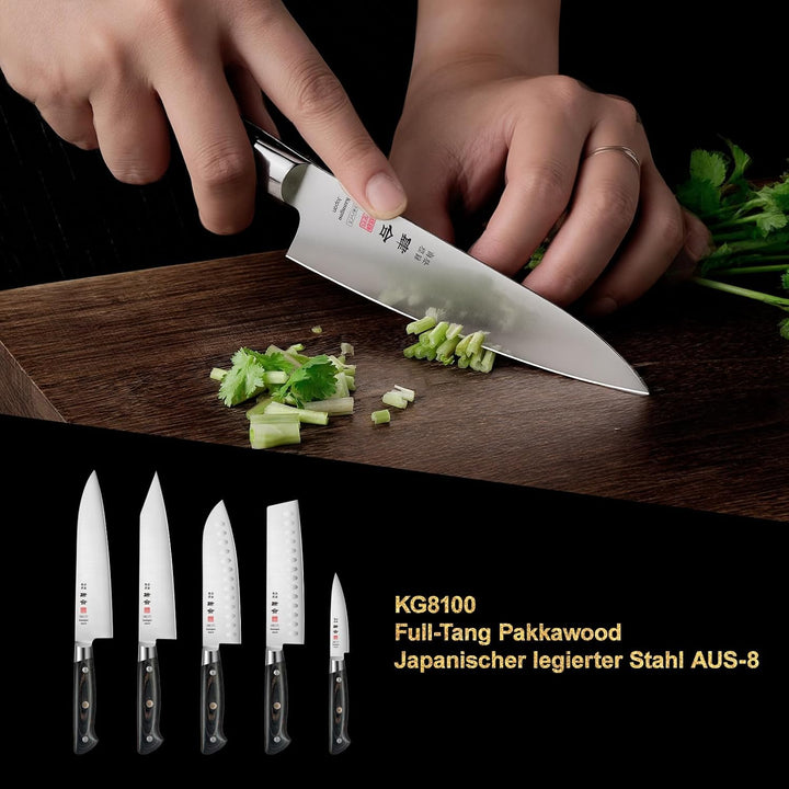 kanngou Classic. Japanisches Messer aus AUS-8 Stahl mit Kompletter Räuchergriff (Paring Knife, 13.5