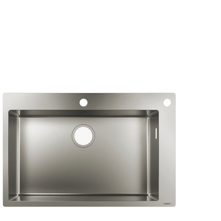 hansgrohe Küchenspüle, Einbau 660 mm für 800 mm Unterschrank, edelstahl 80cm Unterschrank für 2-Loch