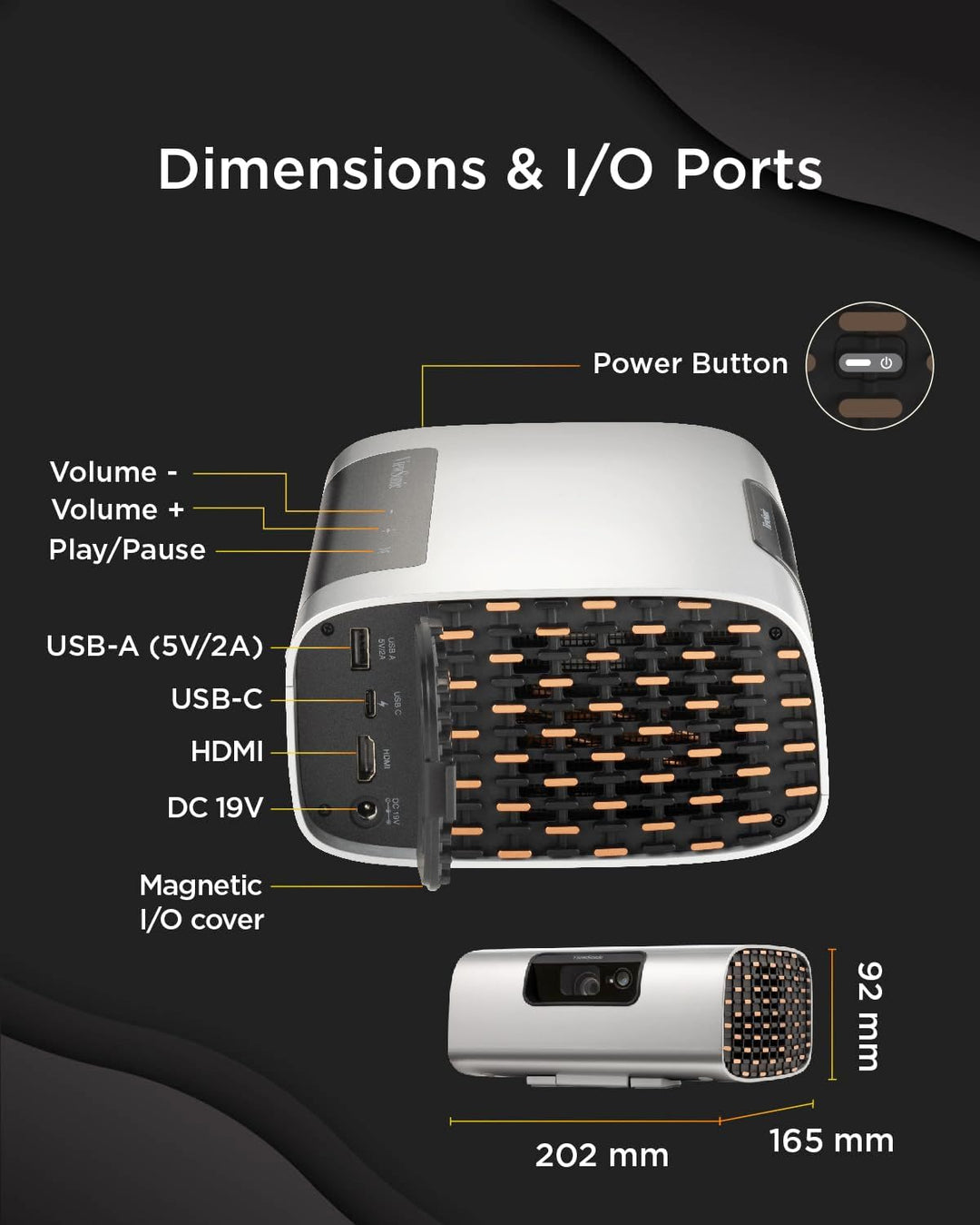ViewSonic M10 Tragbarer RGB Laser Smart Projektor mit Harman Kardon Lautsprecher, Silber, M10
