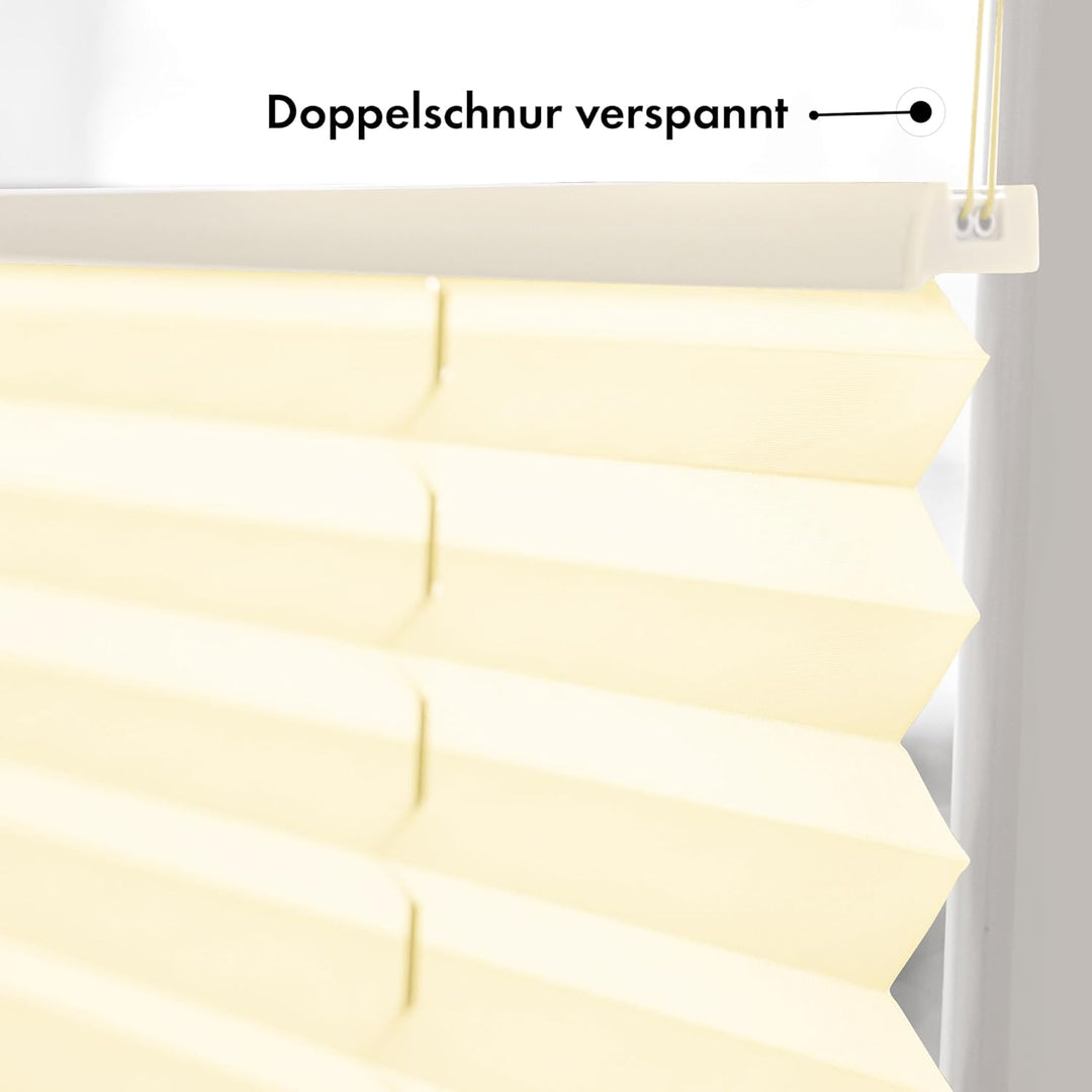 Sonello Plissee Klemmfix ohne Bohren 65cm x 160cm Creme Faltrollo Plisseerollo Jalousie für Tür & Fe