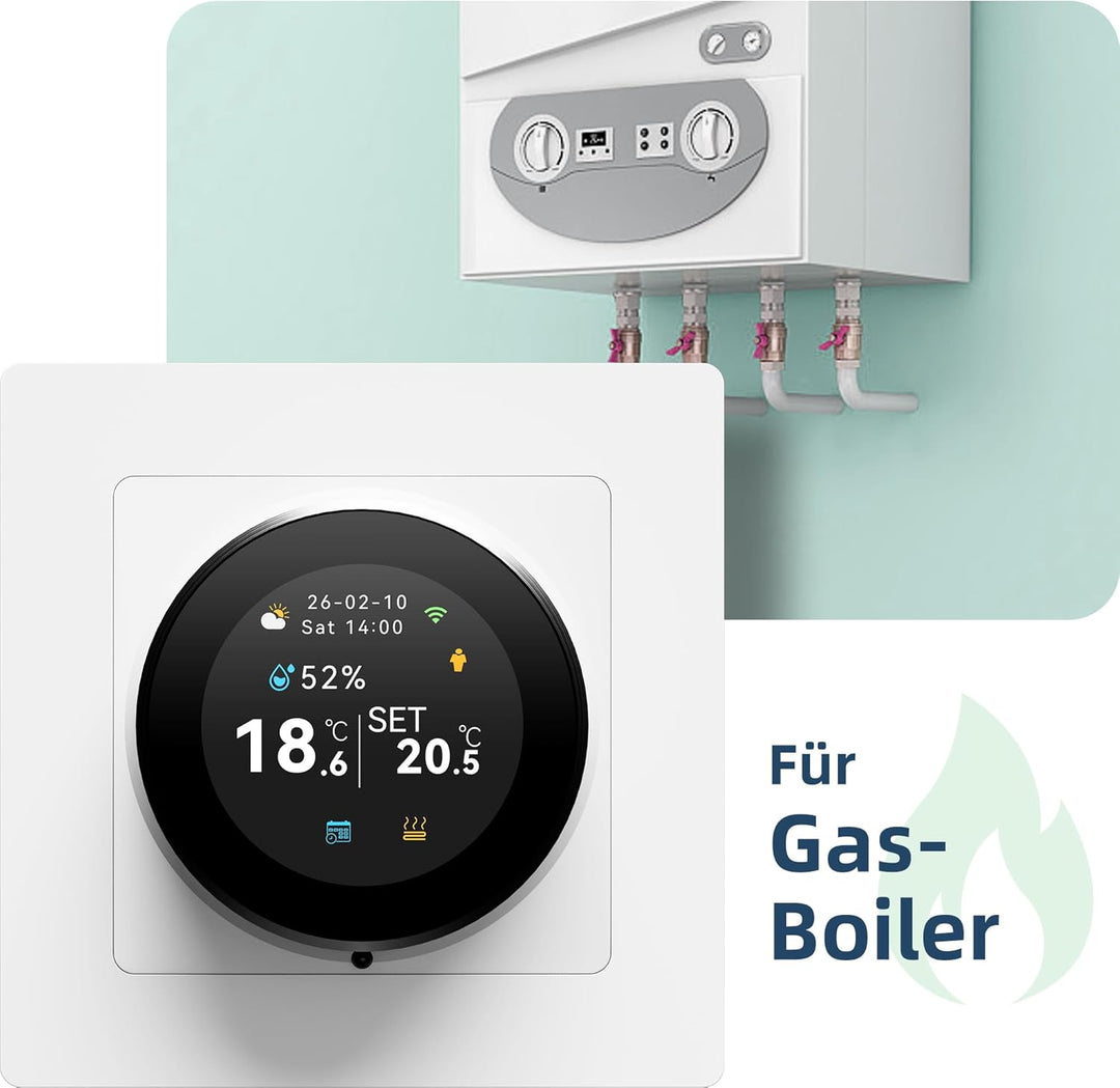 BEOK CONTROLS Fussbodenheizung Thermostat Digital, Smart WiFi Thermostate für Gaskesselheizung Raumt