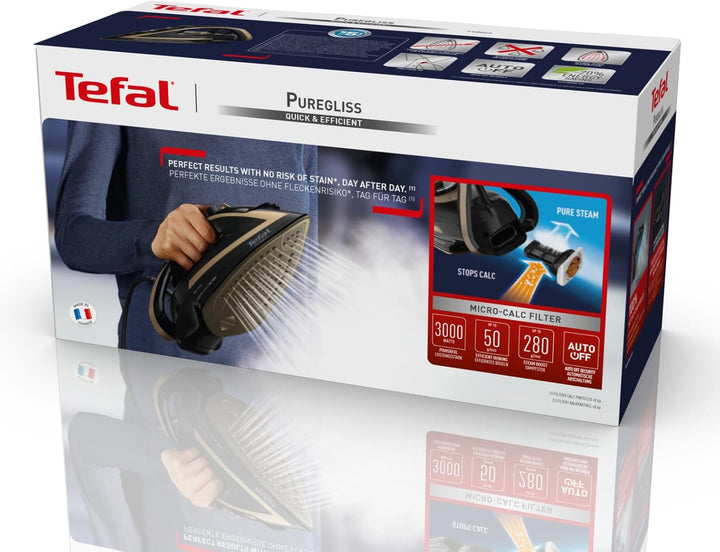 Tefal FV8064 Puregliss Dampfbügeleisen | 3000 Watt | 280 g/Min. Dampfstoss | 0-50 g/Min. variabler D