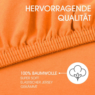 CelinaTex Jersey Topper Spannbettlaken Lucina Doppelpack 200x200-200x220cm orange 100% Baumwolle gek