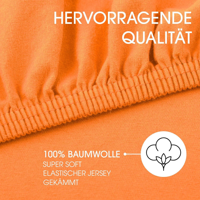 CelinaTex Jersey Topper Spannbettlaken Lucina Doppelpack 200x200-200x220cm orange 100% Baumwolle gek