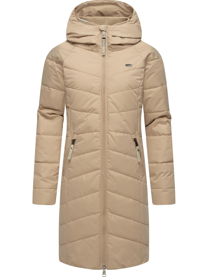 Ragwear Damen Wintermantel Warmer wasserdichter Steppmantel lang mit Kapuze Dizzie Coat XS-6XL S Tau