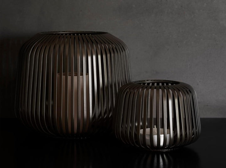 blomus Laterne Lito | Burned Metal | Grösse XS | 14L x 14B x 10H cm | Kerzenhalter Bronze | Windlich