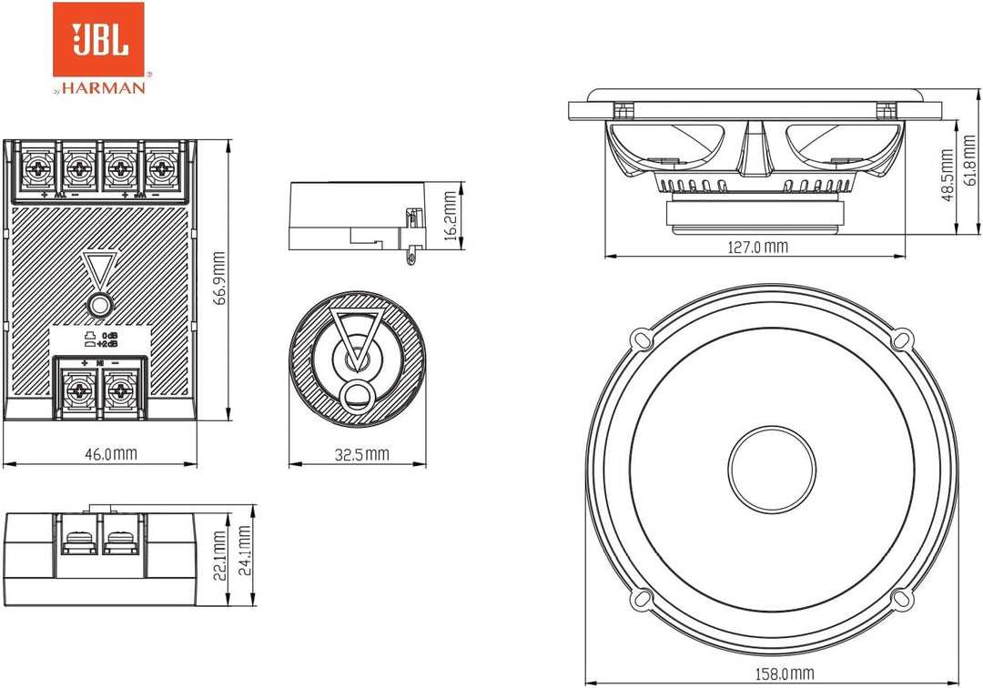 JBL Stage3 607CF 2-Wege Auto Soundsystem - 250 Watt Komponenten Pro Sound Auto Lautsprecher Boxen Se
