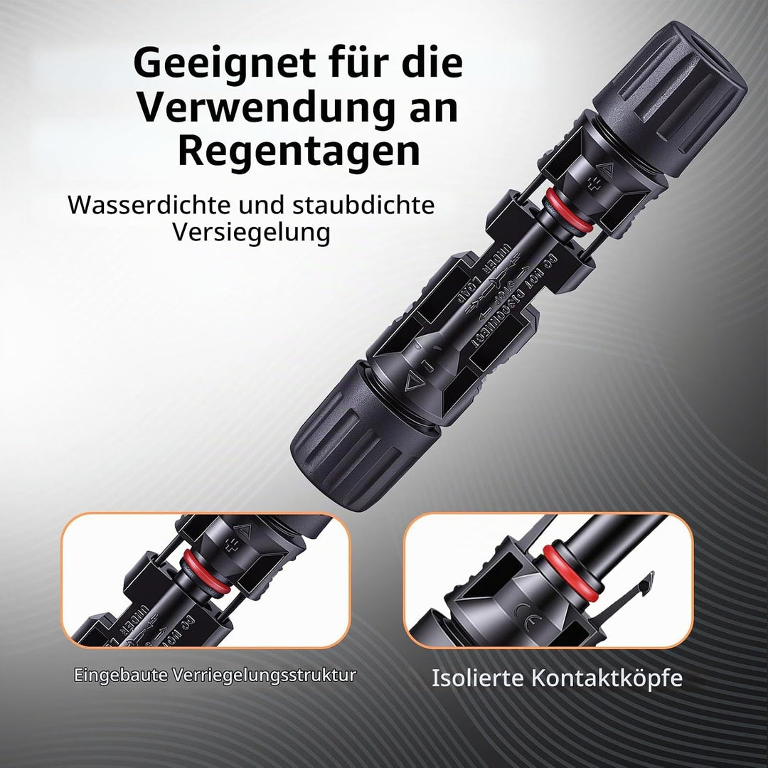 12 Paar PV Stecker mit Crimpzange für 2,5/4/6 mm² Solarkabel, Wasserdichte Steckverbinder, Robuste R