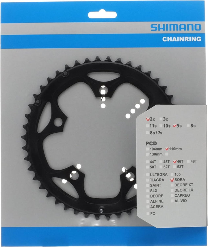 SHIMANO Chainring 46T Sora FC-3550 110mm BCD. Black Einheitsgrösse, Einheitsgrösse
