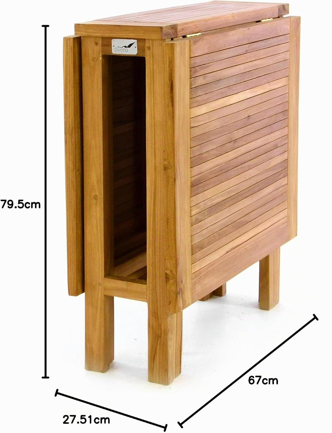Divero Balkontisch Gartentisch Klapptisch Teak Holz Tisch für Terrasse Balkon Garten – wetterfest ma