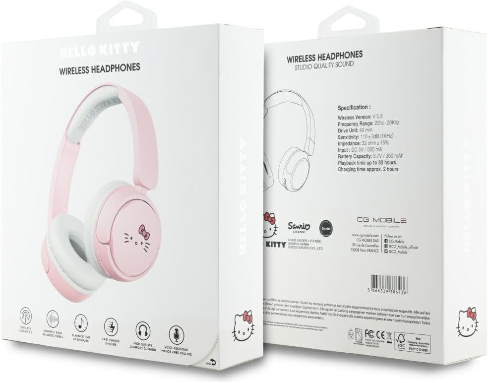 CG Mobile Hello Kitty Ohrhörer Face Logo Bluetooth (Rosa)