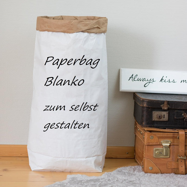 Lifestyle Lover 5er DIY Papiersack Paper Bag rund aus Kraftpapier Braun Weiss 'Blanko', 5