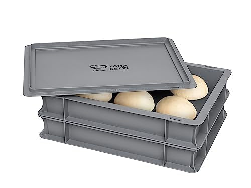 TOMASETTI 2 Pizzaballenboxen 1 Deckel - Pizza Box Masse: 30x40 x8cm - Teigwanne für Pizzateig und me