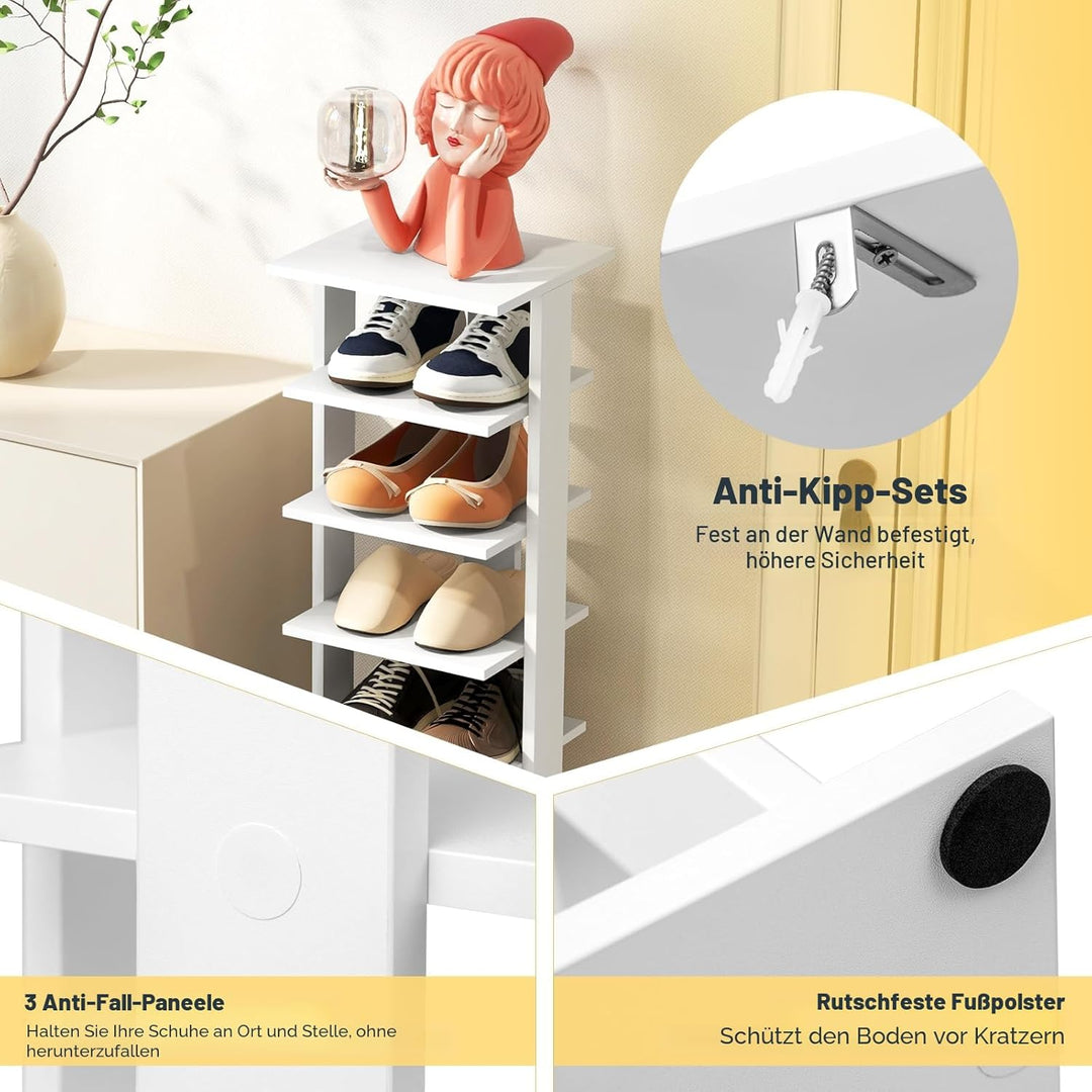 GIANTEX Schuhregal mit 8 Ebenen Schschrank Holz Schuhständer vertikal platzsparend Schuh-Organizer L