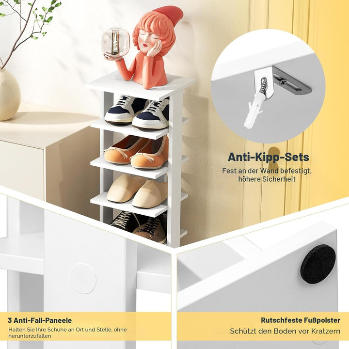 GIANTEX Schuhregal mit 8 Ebenen Schschrank Holz Schuhständer vertikal platzsparend Schuh-Organizer L