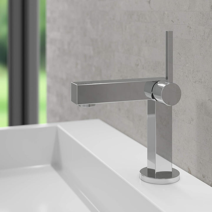 KEUCO Waschtisch-Armatur chrom für Waschbecken im Bad, mit Ablaufgarnitur Zugstange, Höhe 22,1cm, De