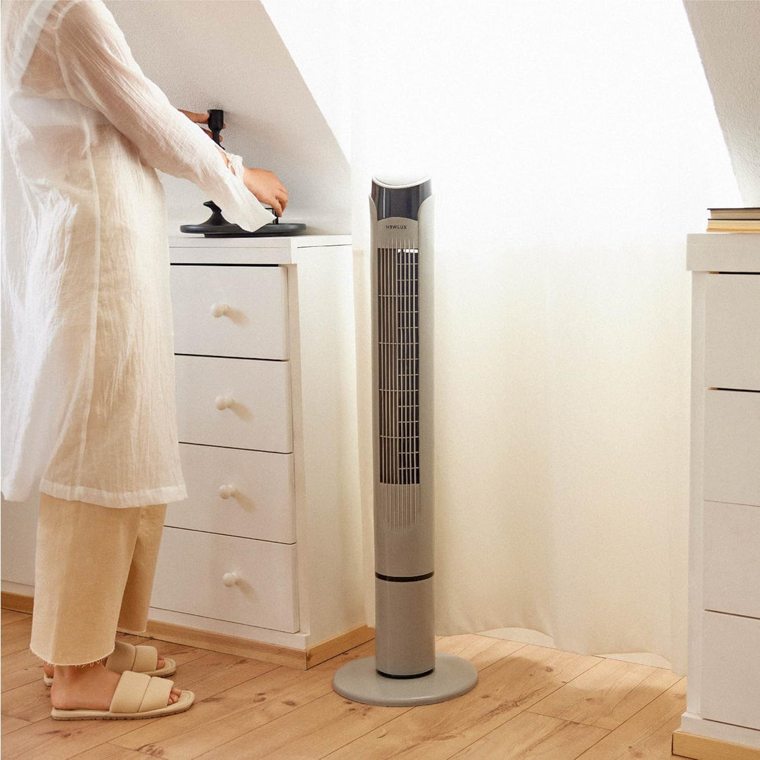 Newlux - Turmventilator ohne Flügel W130 (45 W) mit einer Höhe von 103,5 cm, 3 Stufen, 3 Modi, Oszil