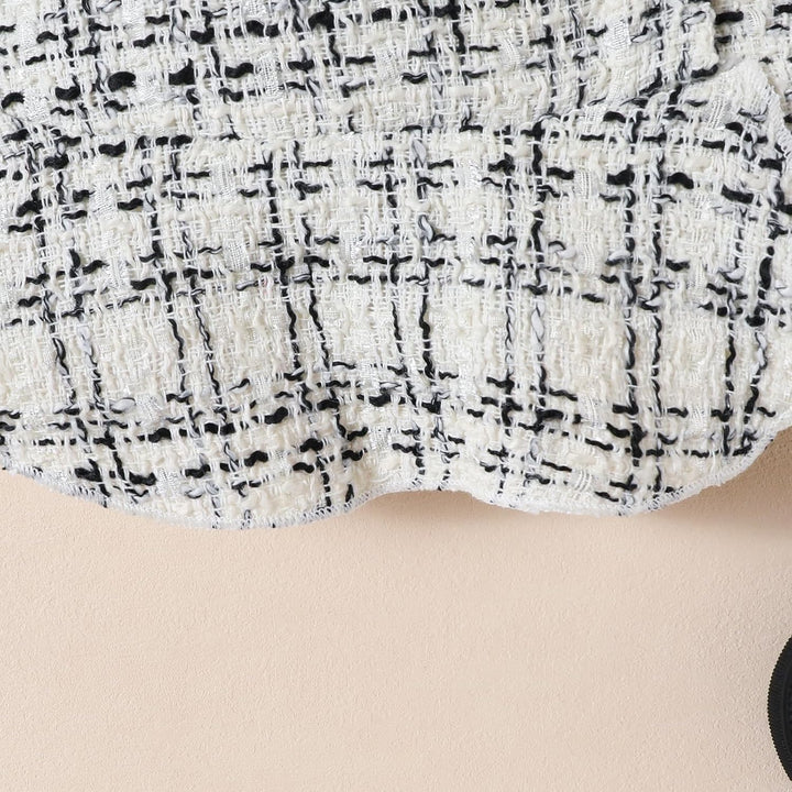 Kleinkind Baby Mädchen Kleidung Langarm Gerippte Oberteile Plaid Tweed Muster Rock Baskenmütze Herbs